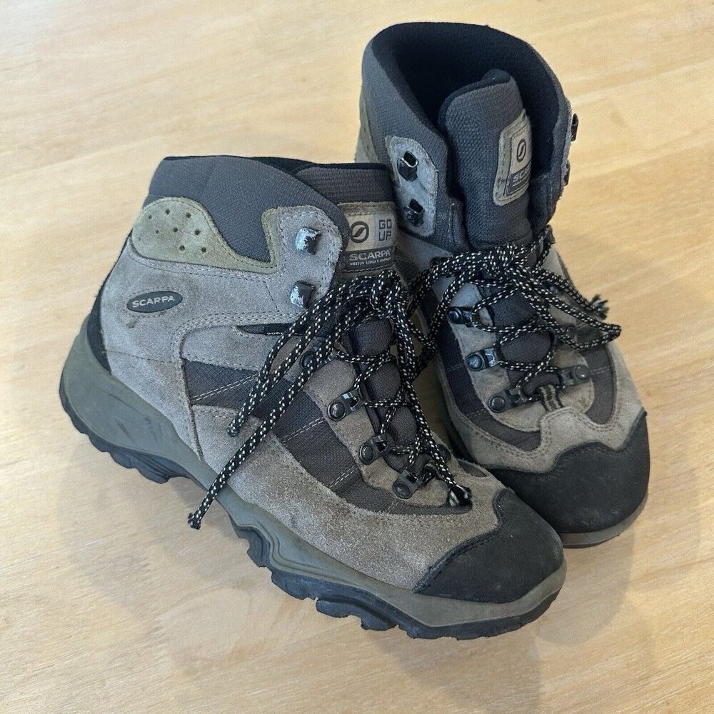 Scarpa "Go Up" Gray Suede Gore-Tex Medium Duty‎ Hiking Boots Men's 7.5